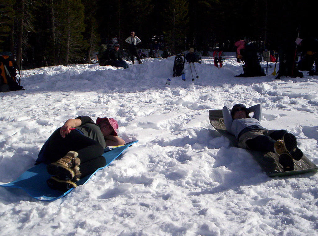 Relaxing & watching the sledders on the opposite slope